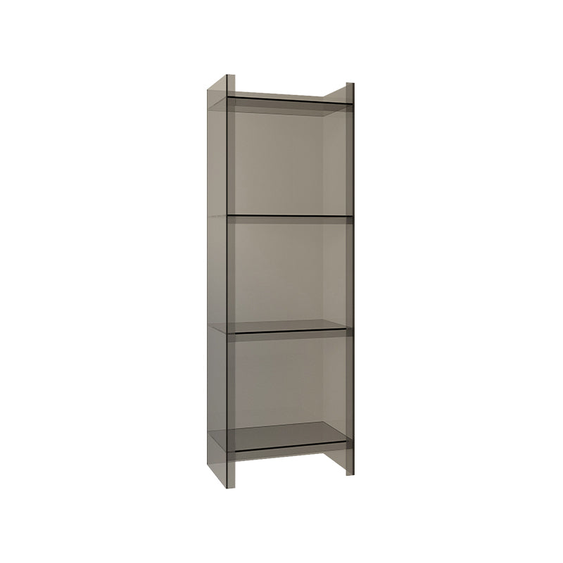 Closed Back Acrylic Standard Bookshelf Vertical Glam Bookshelf for Living Room 15.7"L x 9.8"W x 46.5"H Smoke Gray Clearhalo 'Bookcases' 'furn' 'furn_bookcases' 'Furniture' 'furniture_bookcases' 'kitchen' 'kitchen_bookcases' 'Living Room Furniture' 'Office Furniture' 4822973