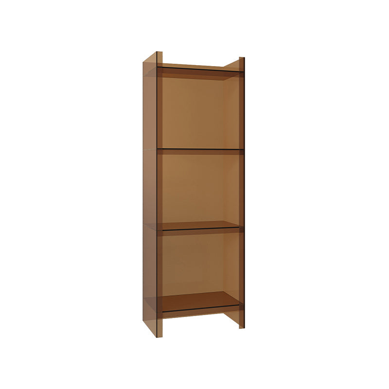 Closed Back Acrylic Standard Bookshelf Vertical Glam Bookshelf for Living Room 15.7"L x 9.8"W x 46.5"H Coffee Clearhalo 'Bookcases' 'furn' 'furn_bookcases' 'Furniture' 'furniture_bookcases' 'kitchen' 'kitchen_bookcases' 'Living Room Furniture' 'Office Furniture' 4822977
