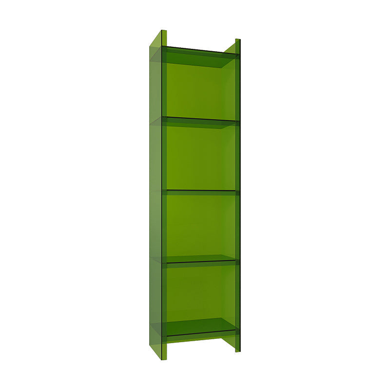 Closed Back Acrylic Standard Bookshelf Vertical Glam Bookshelf for Living Room 15.7"L x 9.8"W x 59.8"H Dark Green Clearhalo 'Bookcases' 'furn' 'furn_bookcases' 'Furniture' 'furniture_bookcases' 'kitchen' 'kitchen_bookcases' 'Living Room Furniture' 'Office Furniture' 4822983