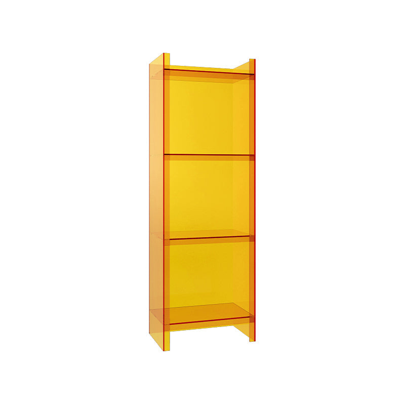 Closed Back Acrylic Standard Bookshelf Vertical Glam Bookshelf for Living Room 15.7"L x 9.8"W x 46.5"H Orange Clearhalo 'Bookcases' 'furn' 'furn_bookcases' 'Furniture' 'furniture_bookcases' 'kitchen' 'kitchen_bookcases' 'Living Room Furniture' 'Office Furniture' 4822985