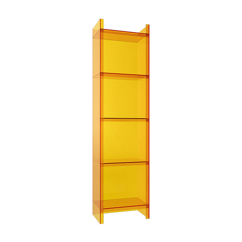 Closed Back Acrylic Standard Bookshelf Vertical Glam Bookshelf for Living Room 15.7"L x 9.8"W x 59.8"H Orange Clearhalo 'Bookcases' 'furn' 'furn_bookcases' 'Furniture' 'furniture_bookcases' 'kitchen' 'kitchen_bookcases' 'Living Room Furniture' 'Office Furniture' 4822987