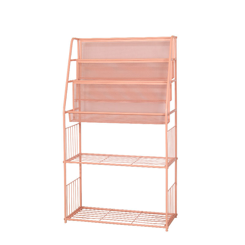 Industrial Metal Ladder Bookshelf Iron Vertical Bookshelf for Home 22.4"L x 9.8"W x 39.4"H Pink Clearhalo 'Bookcases' 'furn' 'furn_bookcases' 'Furniture' 'furniture_bookcases' 'kitchen' 'kitchen_bookcases' 'Living Room Furniture' 'Office Furniture' 4822996