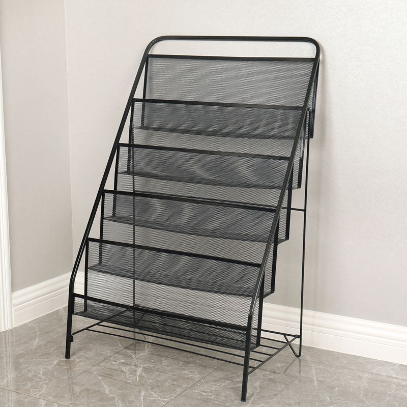 Industrial Metal Ladder Bookshelf Iron Vertical Bookshelf for Home 21.7"L x 13.4"W x 34.3"H Black Clearhalo 'Bookcases' 'furn' 'furn_bookcases' 'Furniture' 'furniture_bookcases' 'kitchen' 'kitchen_bookcases' 'Living Room Furniture' 'Office Furniture' 4822999