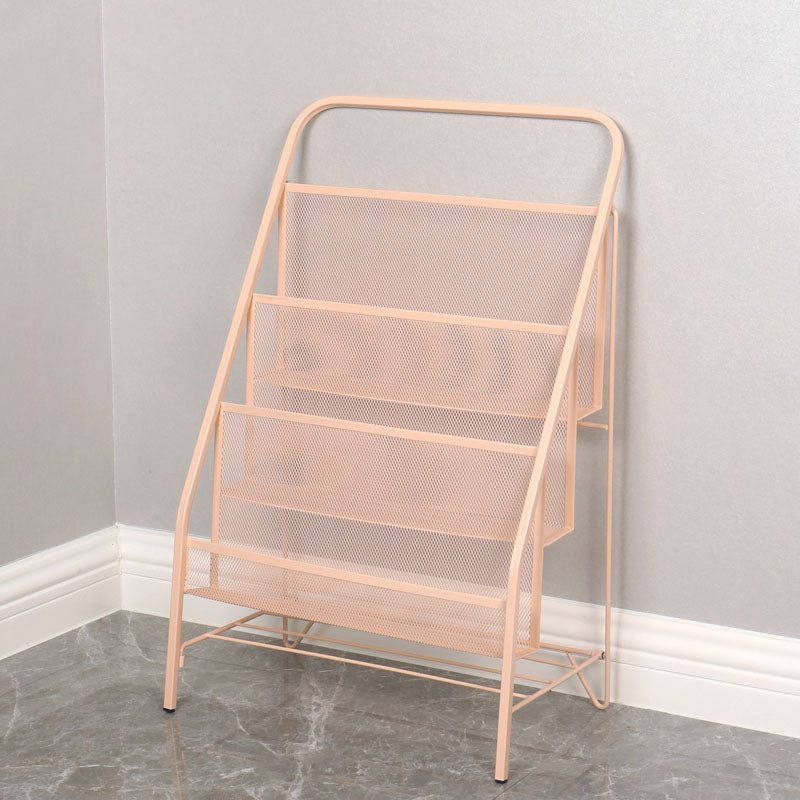 Industrial Metal Ladder Bookshelf Iron Vertical Bookshelf for Home 16.1"L x 9.4"W x 25.2"H Pink Clearhalo 'Bookcases' 'furn' 'furn_bookcases' 'Furniture' 'furniture_bookcases' 'kitchen' 'kitchen_bookcases' 'Living Room Furniture' 'Office Furniture' 4823006