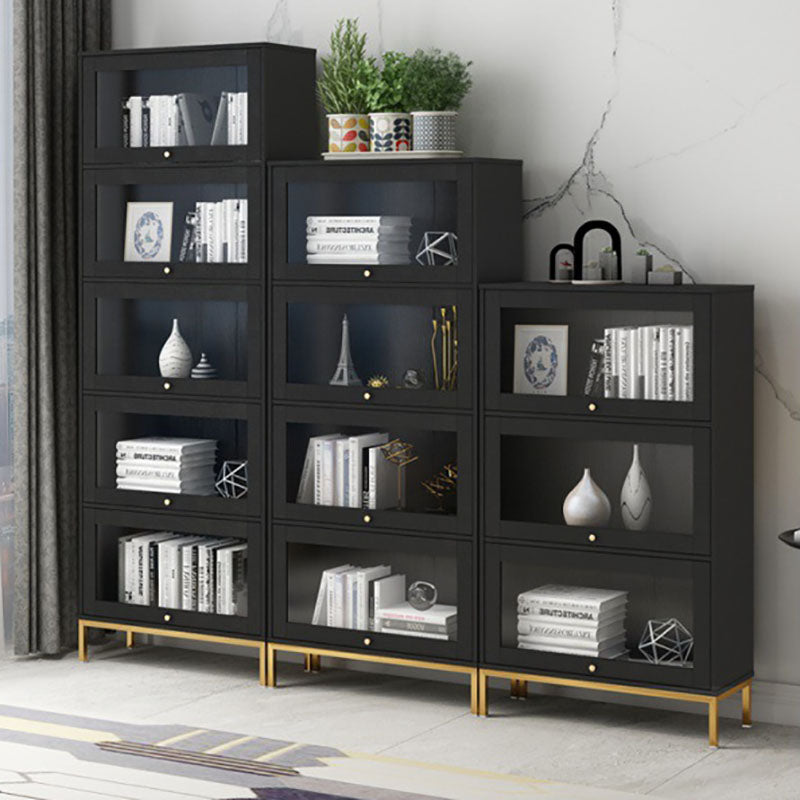 Glam Manufactured Wood Standard Bookcase Vertical Bookcase with Glass Doors Clearhalo 'Bookcases' 'furn' 'furn_bookcases' 'Furniture' 'furniture_bookcases' 'kitchen' 'kitchen_bookcases' 'Living Room Furniture' 'Office Furniture' 4823050