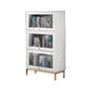 Glam Manufactured Wood Standard Bookcase Vertical Bookcase with Glass Doors 29.4"L x 11.8"W x 50.2"H White Clearhalo 'Bookcases' 'furn' 'furn_bookcases' 'Furniture' 'furniture_bookcases' 'kitchen' 'kitchen_bookcases' 'Living Room Furniture' 'Office Furniture' 4823051