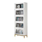 Glam Manufactured Wood Standard Bookcase Vertical Bookcase with Glass Doors 29.4"L x 11.8"W x 79.5"H White Clearhalo 'Bookcases' 'furn' 'furn_bookcases' 'Furniture' 'furniture_bookcases' 'kitchen' 'kitchen_bookcases' 'Living Room Furniture' 'Office Furniture' 4823054