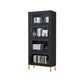 Glam Manufactured Wood Standard Bookcase Vertical Bookcase with Glass Doors Black Clearhalo 'Bookcases' 'furn' 'furn_bookcases' 'Furniture' 'furniture_bookcases' 'kitchen' 'kitchen_bookcases' 'Living Room Furniture' 'Office Furniture' 4823058
