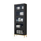Glam Manufactured Wood Standard Bookcase Vertical Bookcase with Glass Doors 21.5"L x 11.8"W x 79.5"H Black Clearhalo 'Bookcases' 'furn' 'furn_bookcases' 'Furniture' 'furniture_bookcases' 'kitchen' 'kitchen_bookcases' 'Living Room Furniture' 'Office Furniture' 4823060