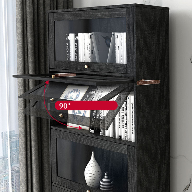 Glam Manufactured Wood Standard Bookcase Vertical Bookcase with Glass Doors Clearhalo 'Bookcases' 'furn' 'furn_bookcases' 'Furniture' 'furniture_bookcases' 'kitchen' 'kitchen_bookcases' 'Living Room Furniture' 'Office Furniture' 4823061