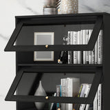 Glam Manufactured Wood Standard Bookcase Vertical Bookcase with Glass Doors Clearhalo 'Bookcases' 'furn' 'furn_bookcases' 'Furniture' 'furniture_bookcases' 'kitchen' 'kitchen_bookcases' 'Living Room Furniture' 'Office Furniture' 4823062