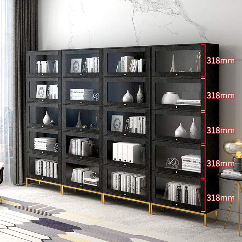 Glam Manufactured Wood Standard Bookcase Vertical Bookcase with Glass Doors Clearhalo 'Bookcases' 'furn' 'furn_bookcases' 'Furniture' 'furniture_bookcases' 'kitchen' 'kitchen_bookcases' 'Living Room Furniture' 'Office Furniture' 4823066