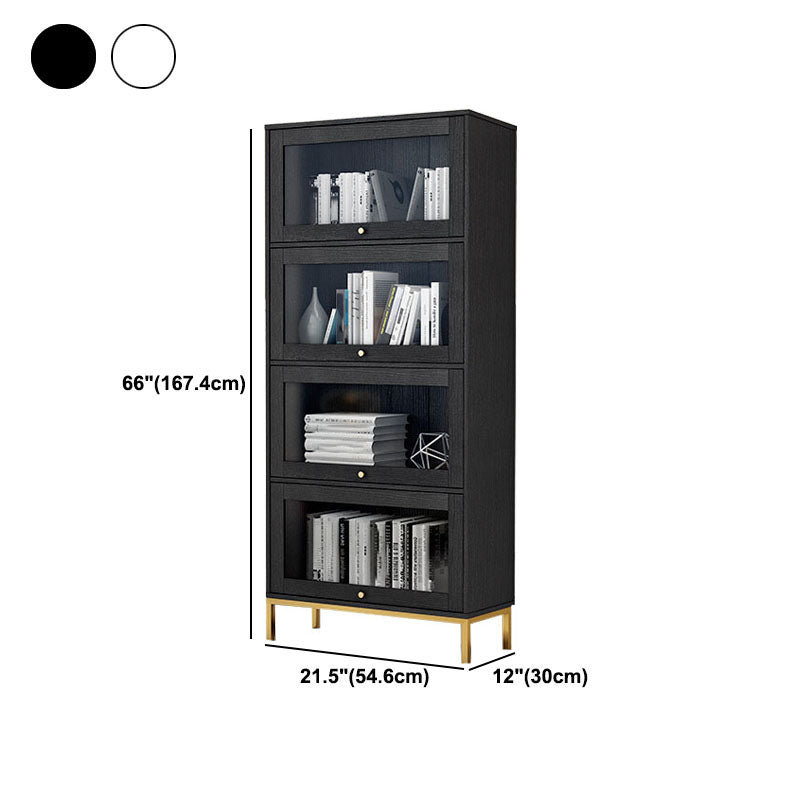 Glam Manufactured Wood Standard Bookcase Vertical Bookcase with Glass Doors Clearhalo 'Bookcases' 'furn' 'furn_bookcases' 'Furniture' 'furniture_bookcases' 'kitchen' 'kitchen_bookcases' 'Living Room Furniture' 'Office Furniture' 4823068