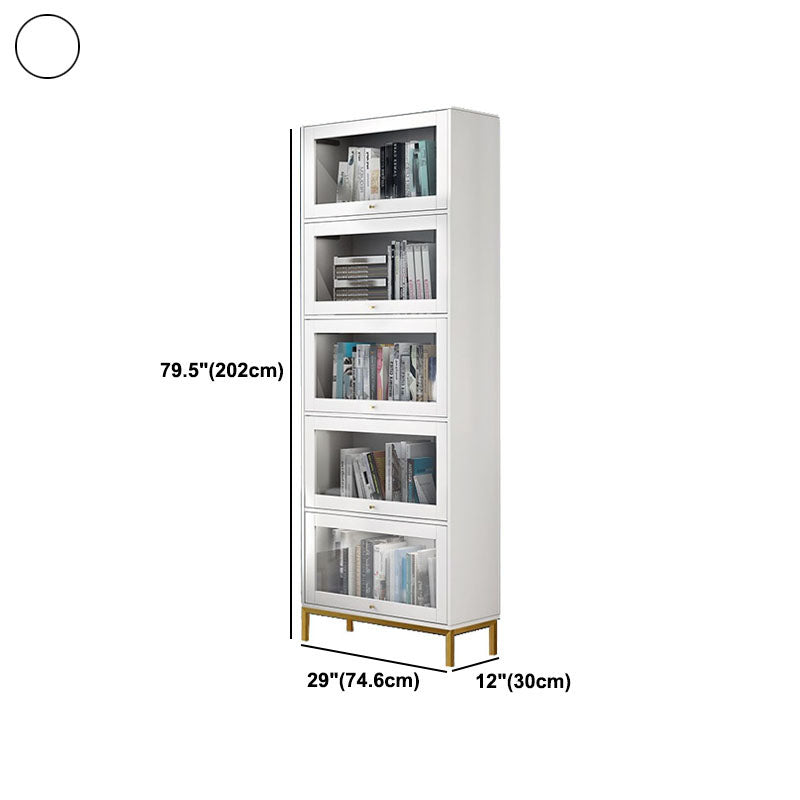 Glam Manufactured Wood Standard Bookcase Vertical Bookcase with Glass Doors Clearhalo 'Bookcases' 'furn' 'furn_bookcases' 'Furniture' 'furniture_bookcases' 'kitchen' 'kitchen_bookcases' 'Living Room Furniture' 'Office Furniture' 4823070