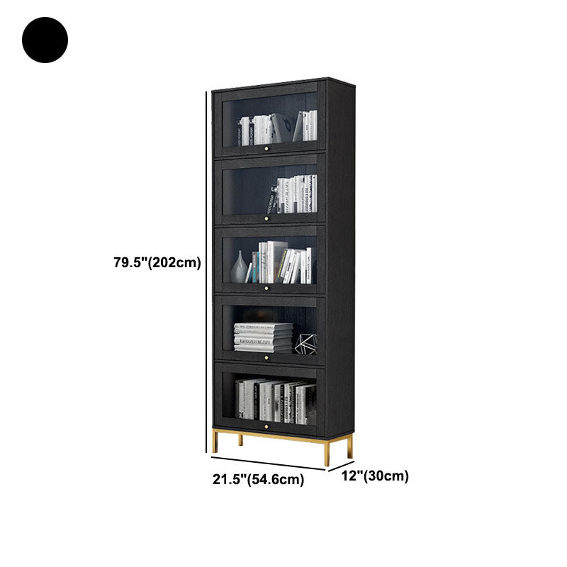 Glam Manufactured Wood Standard Bookcase Vertical Bookcase with Glass Doors Clearhalo 'Bookcases' 'furn' 'furn_bookcases' 'Furniture' 'furniture_bookcases' 'kitchen' 'kitchen_bookcases' 'Living Room Furniture' 'Office Furniture' 4823072