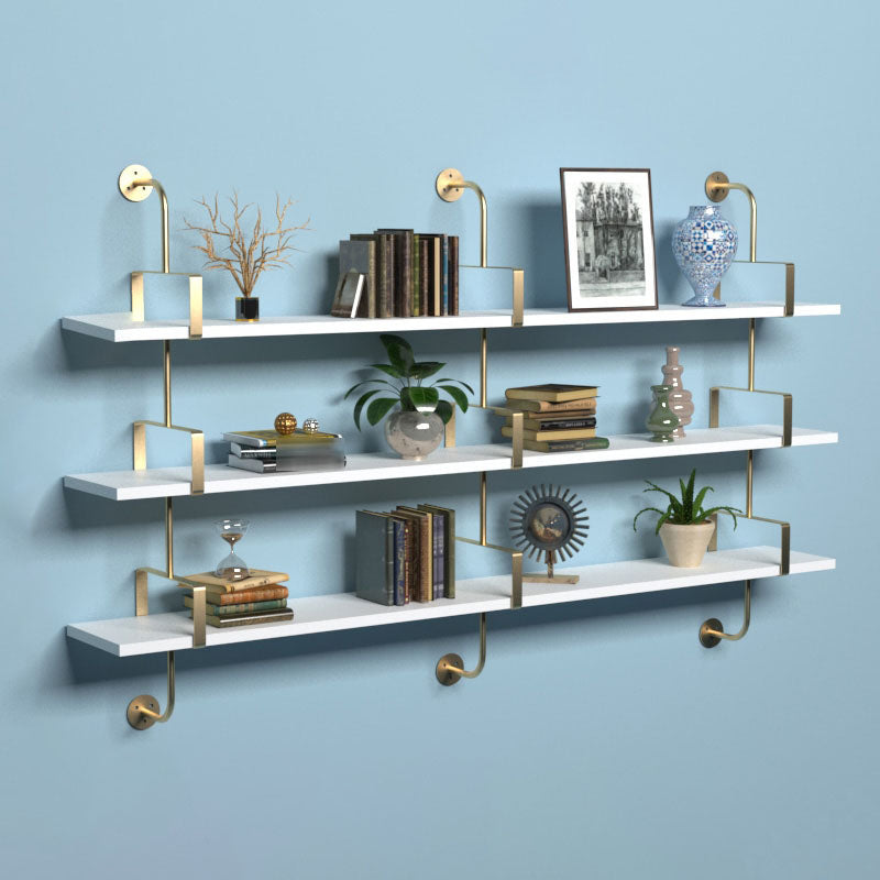 7.87"W Bookshelf Glam Style Wall Mounted Solid Wood Bookcase for Office Study Room 59.1"L x 7.9"W x 43.3"H Gold Clearhalo 'Bookcases' 'furn' 'furn_bookcases' 'Furniture' 'furniture_bookcases' 'kitchen' 'kitchen_bookcases' 'Living Room Furniture' 'Office Furniture' 4823075