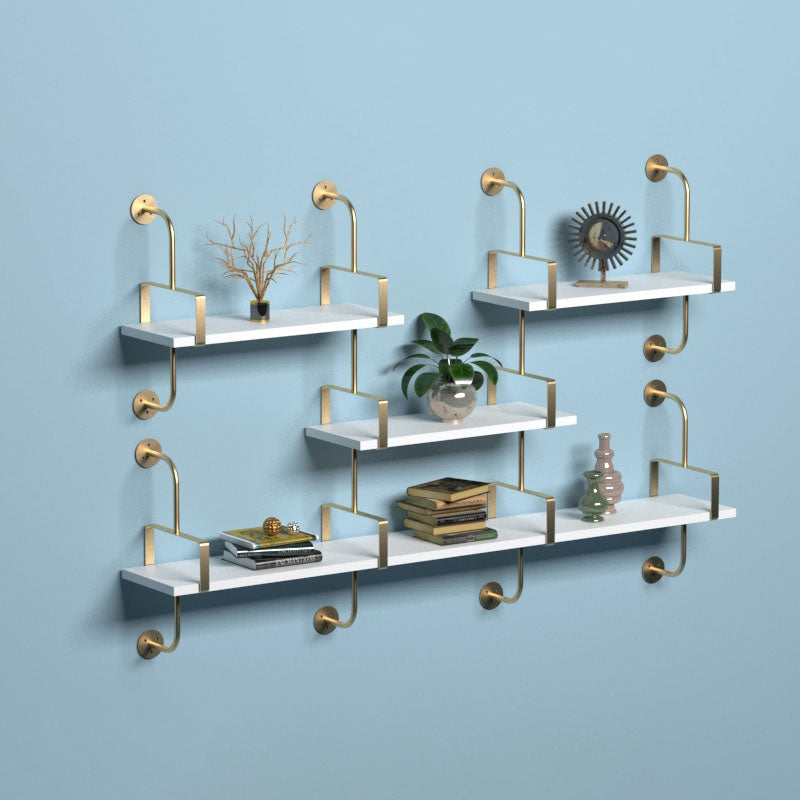 7.87"W Bookshelf Glam Style Wall Mounted Solid Wood Bookcase for Office Study Room 59.1"L x 7.9"W x 42.5"H Light Gold Clearhalo 'Bookcases' 'furn' 'furn_bookcases' 'Furniture' 'furniture_bookcases' 'kitchen' 'kitchen_bookcases' 'Living Room Furniture' 'Office Furniture' 4823076