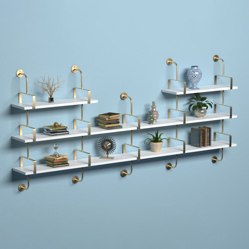 7.87"W Bookshelf Glam Style Wall Mounted Solid Wood Bookcase for Office Study Room 78.7"L x 7.9"W x 42.5"H Gold Clearhalo 'Bookcases' 'furn' 'furn_bookcases' 'Furniture' 'furniture_bookcases' 'kitchen' 'kitchen_bookcases' 'Living Room Furniture' 'Office Furniture' 4823079