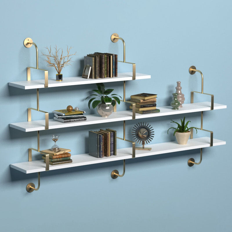 7.87"W Bookshelf Glam Style Wall Mounted Solid Wood Bookcase for Office Study Room 59.1"L x 7.9"W x 42.5"H White-Gold Clearhalo 'Bookcases' 'furn' 'furn_bookcases' 'Furniture' 'furniture_bookcases' 'kitchen' 'kitchen_bookcases' 'Living Room Furniture' 'Office Furniture' 4823086