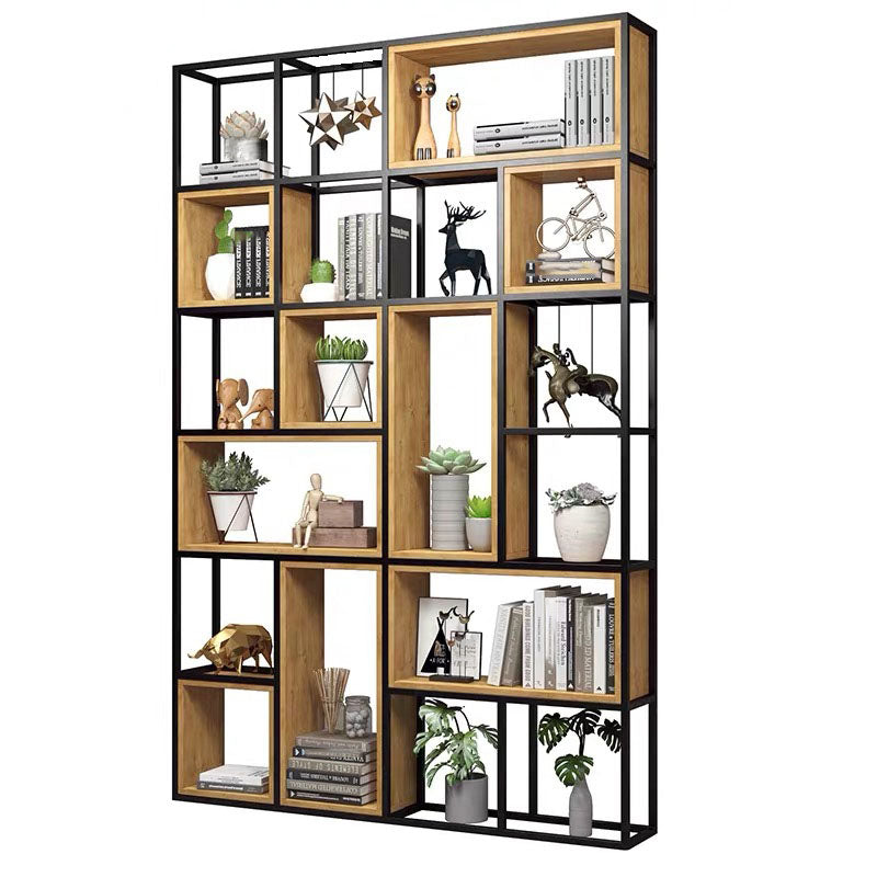 9.84"W Bookcase Industrial Style Open Back Bookcase for Home Study Room Office 63"L x 9.8"W x 94.5"H Clearhalo 'Bookcases' 'furn' 'furn_bookcases' 'Furniture' 'furniture_bookcases' 'kitchen' 'kitchen_bookcases' 'Living Room Furniture' 'Office Furniture' 4823104