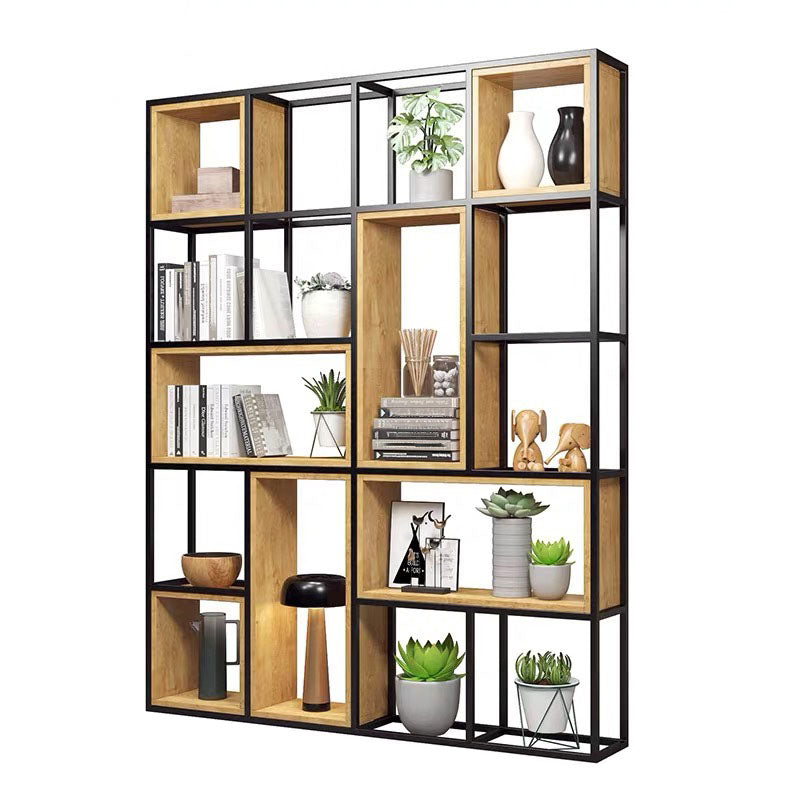 9.84"W Bookcase Industrial Style Open Back Bookcase for Home Study Room Office 63"L x 9.8"W x 78.7"H Clearhalo 'Bookcases' 'furn' 'furn_bookcases' 'Furniture' 'furniture_bookcases' 'kitchen' 'kitchen_bookcases' 'Living Room Furniture' 'Office Furniture' 4823123