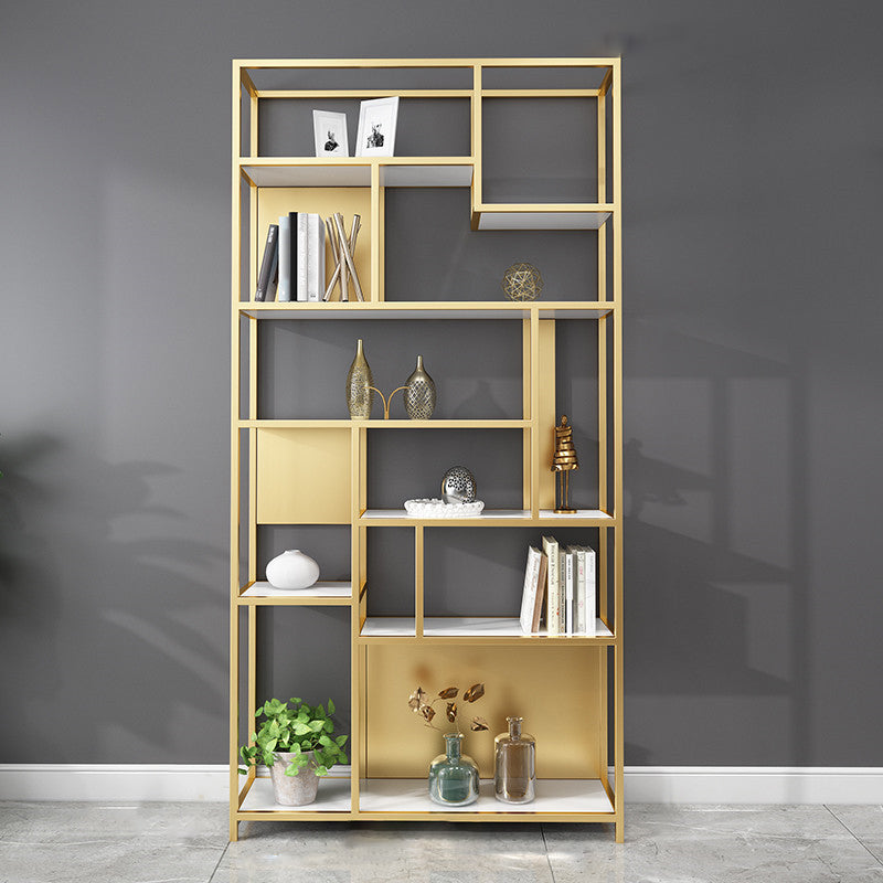 11.81"W Bookcase Industrial Style Open Back Bookcase for Study Room Gold Clearhalo 'Bookcases' 'furn' 'furn_bookcases' 'Furniture' 'furniture_bookcases' 'kitchen' 'kitchen_bookcases' 'Living Room Furniture' 'Office Furniture' 4823162