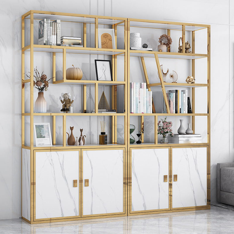 11.81"W Bookcase Glam Style Open Back Bookshelf with Cabinets for Office Home Clearhalo 'Bookcases' 'furn' 'furn_bookcases' 'Furniture' 'furniture_bookcases' 'kitchen' 'kitchen_bookcases' 'Living Room Furniture' 'Office Furniture' 4823180