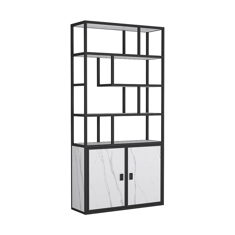 11.81"W Bookcase Glam Style Open Back Bookshelf with Cabinets for Office Home Black Clearhalo 'Bookcases' 'furn' 'furn_bookcases' 'Furniture' 'furniture_bookcases' 'kitchen' 'kitchen_bookcases' 'Living Room Furniture' 'Office Furniture' 4823181