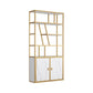 11.81"W Bookcase Glam Style Open Back Bookshelf with Cabinets for Office Home Light Gold Clearhalo 'Bookcases' 'furn' 'furn_bookcases' 'Furniture' 'furniture_bookcases' 'kitchen' 'kitchen_bookcases' 'Living Room Furniture' 'Office Furniture' 4823182