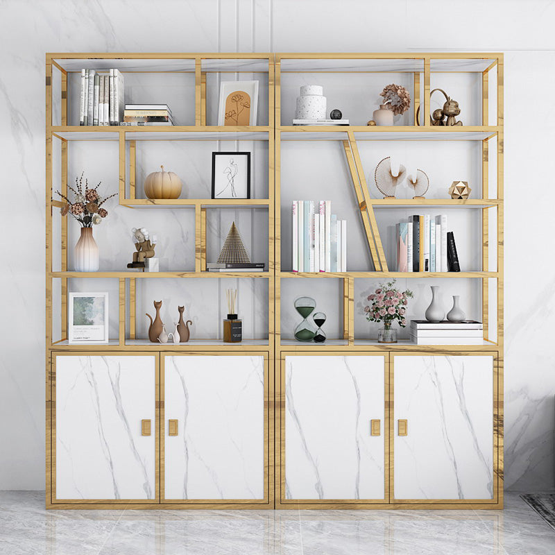 11.81"W Bookcase Glam Style Open Back Bookshelf with Cabinets for Office Home Clearhalo 'Bookcases' 'furn' 'furn_bookcases' 'Furniture' 'furniture_bookcases' 'kitchen' 'kitchen_bookcases' 'Living Room Furniture' 'Office Furniture' 4823183