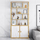 11.81"W Bookcase Glam Style Open Back Bookshelf with Cabinets for Office Home Gold Clearhalo 'Bookcases' 'furn' 'furn_bookcases' 'Furniture' 'furniture_bookcases' 'kitchen' 'kitchen_bookcases' 'Living Room Furniture' 'Office Furniture' 4823184