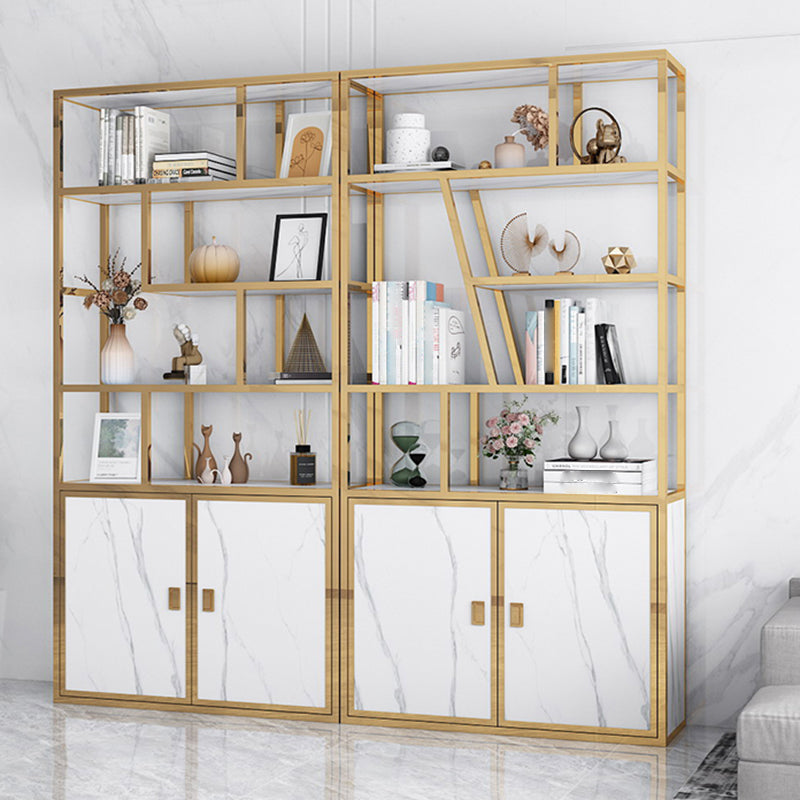 11.81"W Bookcase Glam Style Open Back Bookshelf with Cabinets for Office Home Clearhalo 'Bookcases' 'furn' 'furn_bookcases' 'Furniture' 'furniture_bookcases' 'kitchen' 'kitchen_bookcases' 'Living Room Furniture' 'Office Furniture' 4823186