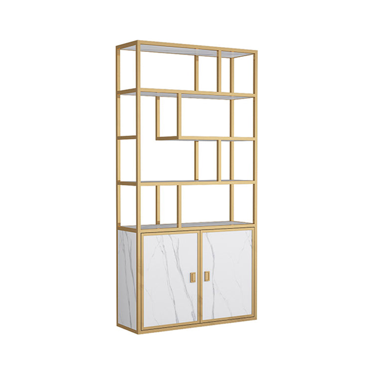 11.81"W Bookcase Glam Style Open Back Bookshelf with Cabinets for Office Home Clearhalo 'Bookcases' 'furn' 'furn_bookcases' 'Furniture' 'furniture_bookcases' 'kitchen' 'kitchen_bookcases' 'Living Room Furniture' 'Office Furniture' 4823187