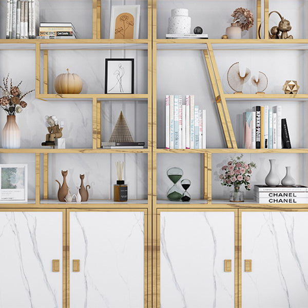11.81"W Bookcase Glam Style Open Back Bookshelf with Cabinets for Office Home Clearhalo 'Bookcases' 'furn' 'furn_bookcases' 'Furniture' 'furniture_bookcases' 'kitchen' 'kitchen_bookcases' 'Living Room Furniture' 'Office Furniture' 4823188