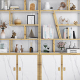 11.81"W Bookcase Glam Style Open Back Bookshelf with Cabinets for Office Home Clearhalo 'Bookcases' 'furn' 'furn_bookcases' 'Furniture' 'furniture_bookcases' 'kitchen' 'kitchen_bookcases' 'Living Room Furniture' 'Office Furniture' 4823188