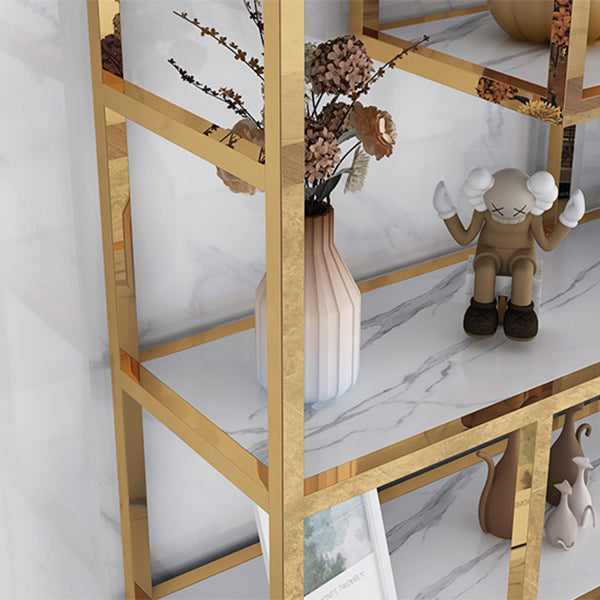 11.81"W Bookcase Glam Style Open Back Bookshelf with Cabinets for Office Home Clearhalo 'Bookcases' 'furn' 'furn_bookcases' 'Furniture' 'furniture_bookcases' 'kitchen' 'kitchen_bookcases' 'Living Room Furniture' 'Office Furniture' 4823190