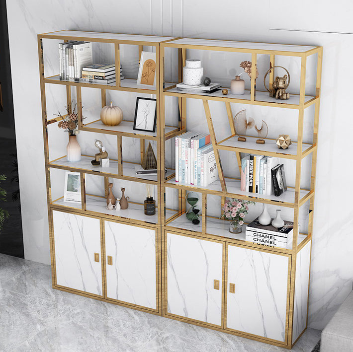 11.81"W Bookcase Glam Style Open Back Bookshelf with Cabinets for Office Home Clearhalo 'Bookcases' 'furn' 'furn_bookcases' 'Furniture' 'furniture_bookcases' 'kitchen' 'kitchen_bookcases' 'Living Room Furniture' 'Office Furniture' 4823193