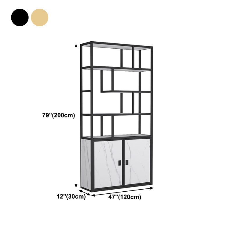 11.81"W Bookcase Glam Style Open Back Bookshelf with Cabinets for Office Home Clearhalo 'Bookcases' 'furn' 'furn_bookcases' 'Furniture' 'furniture_bookcases' 'kitchen' 'kitchen_bookcases' 'Living Room Furniture' 'Office Furniture' 4823198