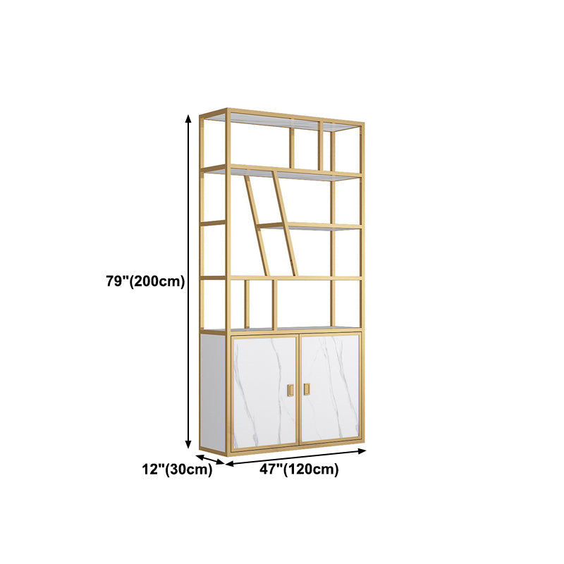 11.81"W Bookcase Glam Style Open Back Bookshelf with Cabinets for Office Home Clearhalo 'Bookcases' 'furn' 'furn_bookcases' 'Furniture' 'furniture_bookcases' 'kitchen' 'kitchen_bookcases' 'Living Room Furniture' 'Office Furniture' 4823200