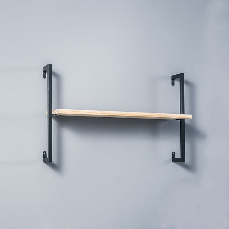 Industrial Wall Mounted Bookshelf Iron Frame Solid Wood Shelf Bookshelf 23.6"L x 9.8"W x 17.3"H Black-Wood Clearhalo 'Bookcases' 'furn' 'furn_bookcases' 'Furniture' 'furniture_bookcases' 'kitchen' 'kitchen_bookcases' 'Living Room Furniture' 'Office Furniture' 4823202