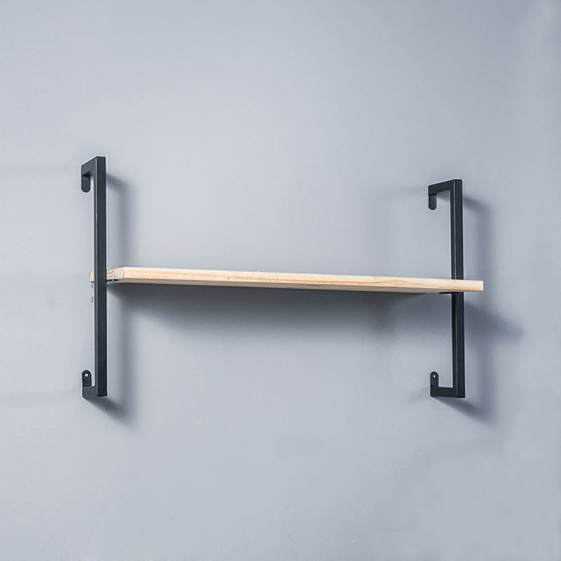 Industrial Wall Mounted Bookshelf Iron Frame Solid Wood Shelf Bookshelf 31.5"L x 9.8"W x 17.3"H Black-Wood Clearhalo 'Bookcases' 'furn' 'furn_bookcases' 'Furniture' 'furniture_bookcases' 'kitchen' 'kitchen_bookcases' 'Living Room Furniture' 'Office Furniture' 4823204