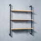 Industrial Wall Mounted Bookshelf Iron Frame Solid Wood Shelf Bookshelf 31.5"L x 9.8"W x 42.5"H Black-Wood Clearhalo 'Bookcases' 'furn' 'furn_bookcases' 'Furniture' 'furniture_bookcases' 'kitchen' 'kitchen_bookcases' 'Living Room Furniture' 'Office Furniture' 4823216