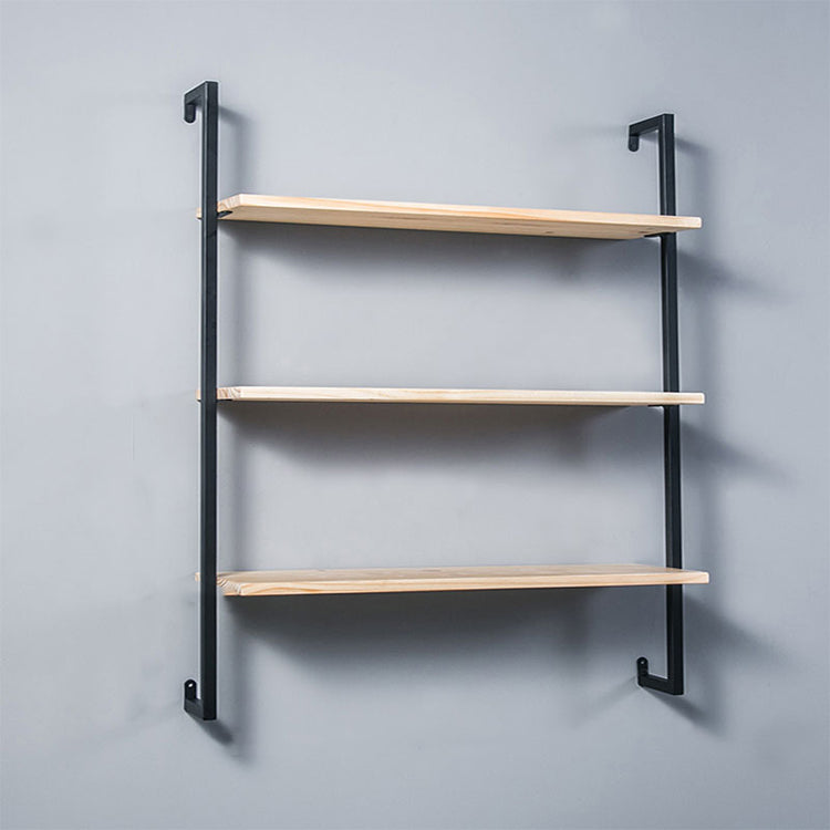 Industrial Wall Mounted Bookshelf Iron Frame Solid Wood Shelf Bookshelf 39.4"L x 9.8"W x 42.5"H Black-Wood Clearhalo 'Bookcases' 'furn' 'furn_bookcases' 'Furniture' 'furniture_bookcases' 'kitchen' 'kitchen_bookcases' 'Living Room Furniture' 'Office Furniture' 4823218