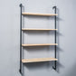 Industrial Wall Mounted Bookshelf Iron Frame Solid Wood Shelf Bookshelf 23.6"L x 9.8"W x 55.1"H Black-Wood Clearhalo 'Bookcases' 'furn' 'furn_bookcases' 'Furniture' 'furniture_bookcases' 'kitchen' 'kitchen_bookcases' 'Living Room Furniture' 'Office Furniture' 4823220