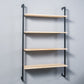 Industrial Wall Mounted Bookshelf Iron Frame Solid Wood Shelf Bookshelf 31.5"L x 9.8"W x 55.1"H Black-Wood Clearhalo 'Bookcases' 'furn' 'furn_bookcases' 'Furniture' 'furniture_bookcases' 'kitchen' 'kitchen_bookcases' 'Living Room Furniture' 'Office Furniture' 4823222