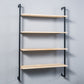 Industrial Wall Mounted Bookshelf Iron Frame Solid Wood Shelf Bookshelf 39.4"L x 9.8"W x 55.1"H Black-Wood Clearhalo 'Bookcases' 'furn' 'furn_bookcases' 'Furniture' 'furniture_bookcases' 'kitchen' 'kitchen_bookcases' 'Living Room Furniture' 'Office Furniture' 4823223