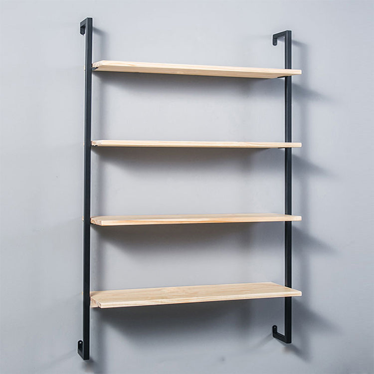 Industrial Wall Mounted Bookshelf Iron Frame Solid Wood Shelf Bookshelf 39.4"L x 9.8"W x 55.1"H Black-Wood Clearhalo 'Bookcases' 'furn' 'furn_bookcases' 'Furniture' 'furniture_bookcases' 'kitchen' 'kitchen_bookcases' 'Living Room Furniture' 'Office Furniture' 4823223