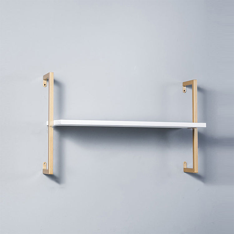 Industrial Wall Mounted Bookshelf Iron Frame Solid Wood Shelf Bookshelf 23.6"L x 9.8"W x 17.3"H White-Gold Clearhalo 'Bookcases' 'furn' 'furn_bookcases' 'Furniture' 'furniture_bookcases' 'kitchen' 'kitchen_bookcases' 'Living Room Furniture' 'Office Furniture' 4823226