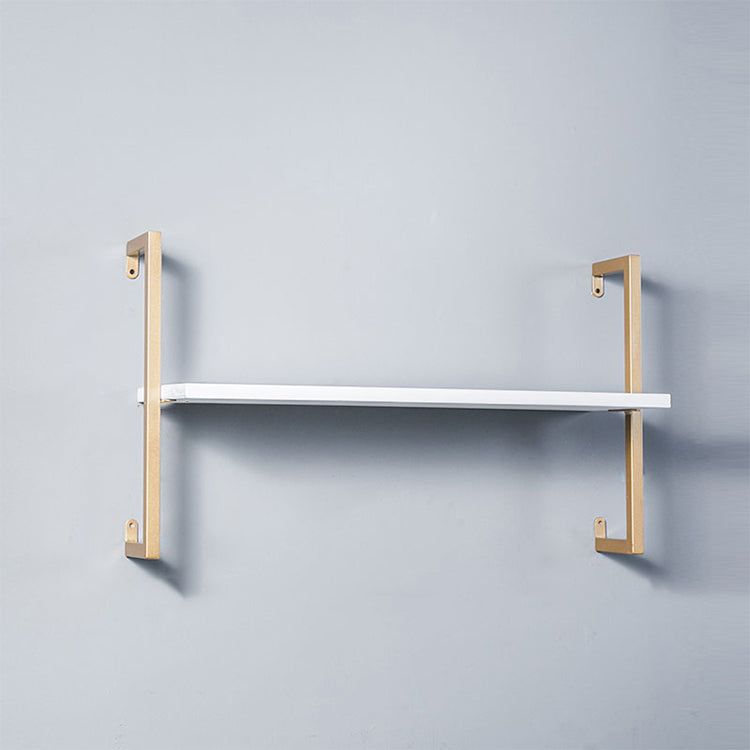 Industrial Wall Mounted Bookshelf Iron Frame Solid Wood Shelf Bookshelf 31.5"L x 9.8"W x 17.3"H White-Gold Clearhalo 'Bookcases' 'furn' 'furn_bookcases' 'Furniture' 'furniture_bookcases' 'kitchen' 'kitchen_bookcases' 'Living Room Furniture' 'Office Furniture' 4823227