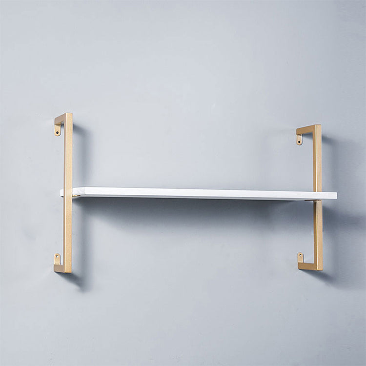 Industrial Wall Mounted Bookshelf Iron Frame Solid Wood Shelf Bookshelf 39.4"L x 9.8"W x 17.3"H White-Gold Clearhalo 'Bookcases' 'furn' 'furn_bookcases' 'Furniture' 'furniture_bookcases' 'kitchen' 'kitchen_bookcases' 'Living Room Furniture' 'Office Furniture' 4823228